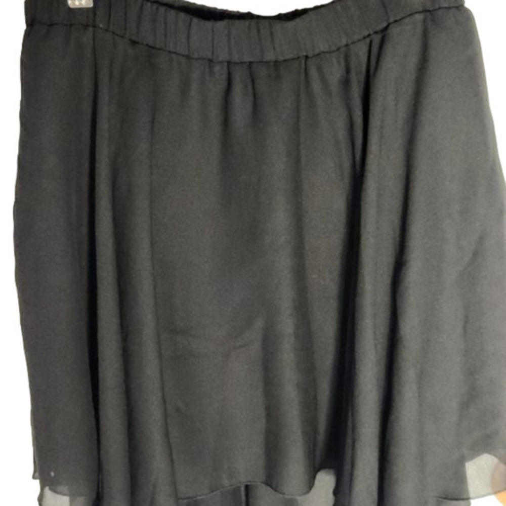 P023. Vero Moda Jeans Black Chiffon Mini Skirt |L